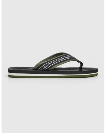 Papuci flip-flop cu logo, Negru/Alb optic/Verde aquamarin