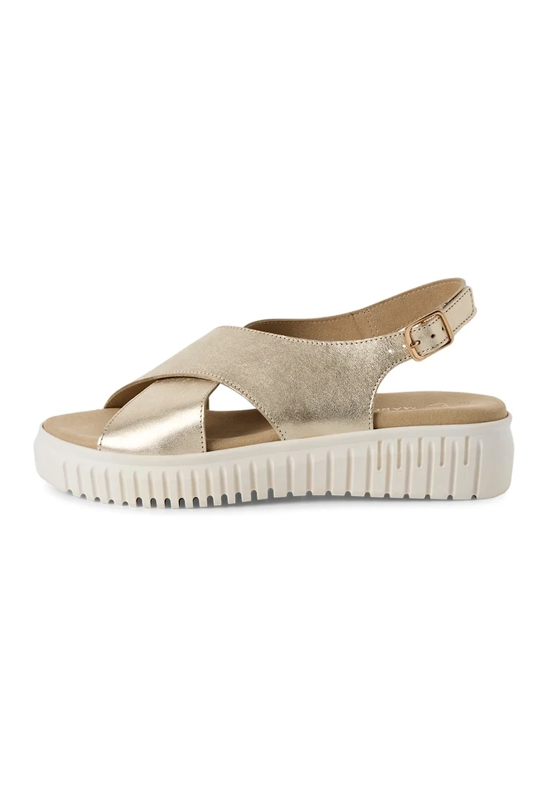 Sandale wedge din piele, Auriu