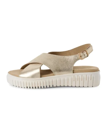Sandale wedge din piele, Auriu