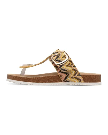 Papuci flip-flop cu model, Negru/Maro/Galben sofran