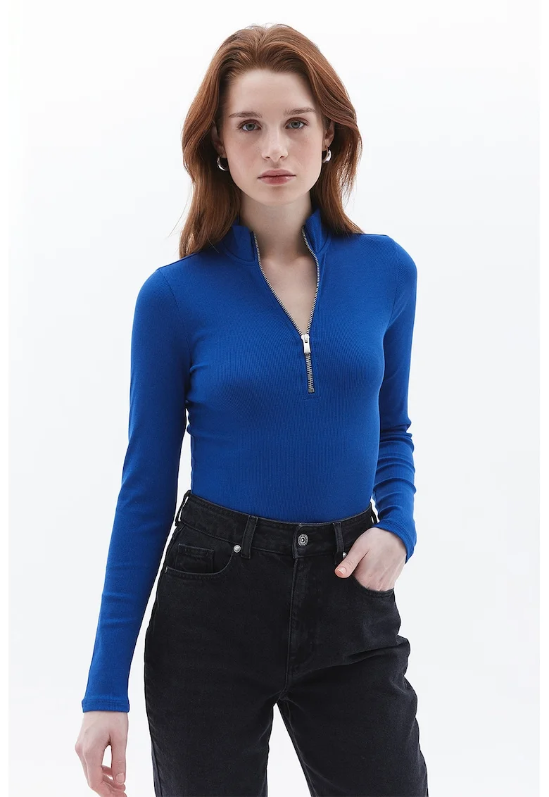 Bluza cu fenta cu fermoar, Albastru royal