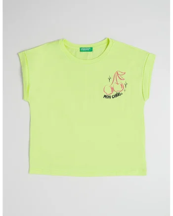 Tricou cu imprimeu text, Verde lime