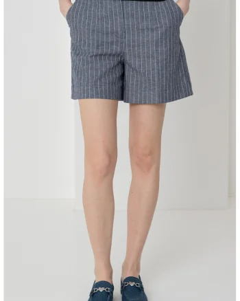 Pantaloni scurti cu talie inalta, Alb/Albastru ultramarin
