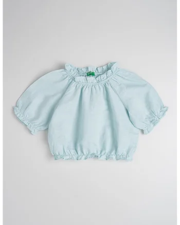 Tricou din amestec de in, Verde pal