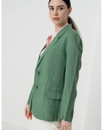 Sacou din in cu revere decupate, Verde