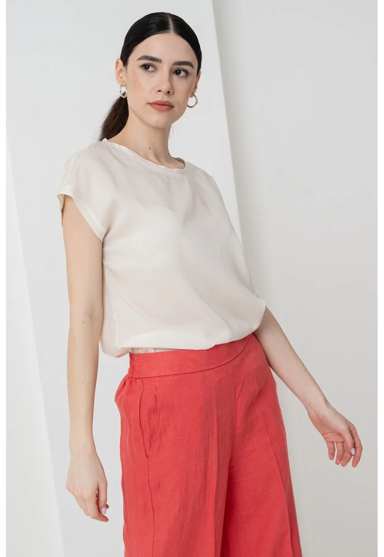 Bluza semitransparenta din lyocell, Alb murdar