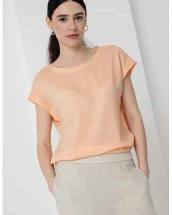 Bluza semitransparenta din lyocell, Piersica