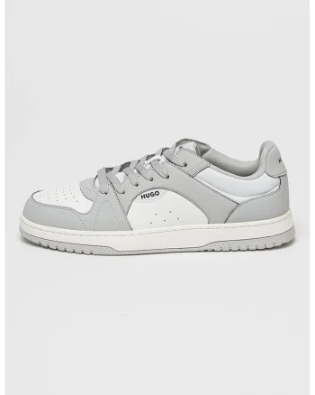 Pantofi sport de piele ecologica cu logo Hadrian, Alb/Gri deschis