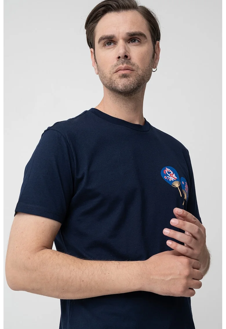 Tricou cu imprimeu grafic, Bej/Albastru royal/Bleumarin