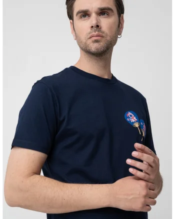 Tricou cu imprimeu grafic, Bej/Albastru royal/Bleumarin