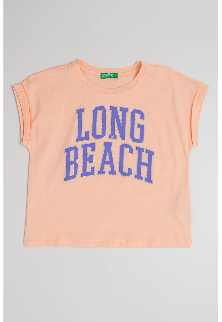 Tricou cu imprimeu text, Roz somon/Ametist/Argintiu