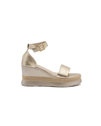 Sandale wedge cu catarama, Auriu