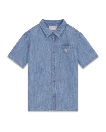 Camasa din material chambray cu guler clasic
