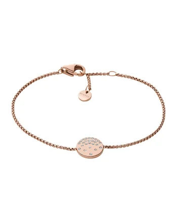 Bratara cu talisman rotund decorat cu cristale, Auriu rose