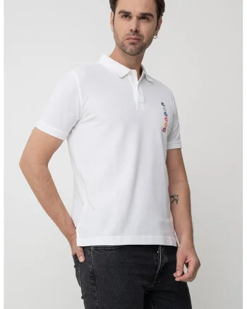 Tricou polo de bumbac, Alb optic