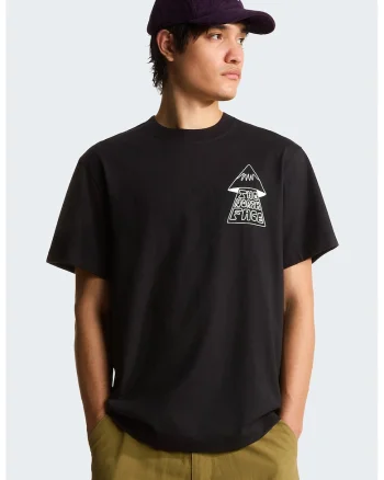 Tricou lejer din bumbac Mountain Play, Negru/Alb optic
