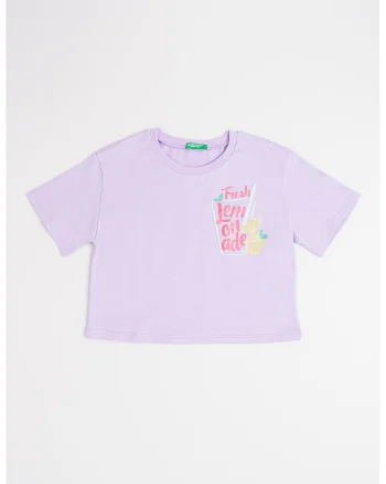 Tricou cu imprimeu grafic, Fucsia/Lila