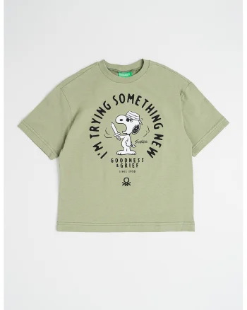 Tricou de bumbac cu imprimeu, Verde fistic