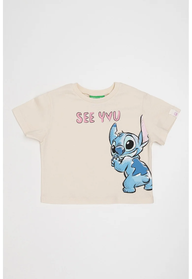 Tricou cu imprimeu cu desene, Roz/Albastru/Bej deschis