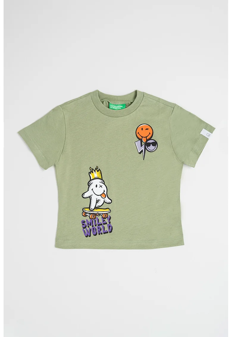 Tricou cu imprimeu grafic, Verde feriga