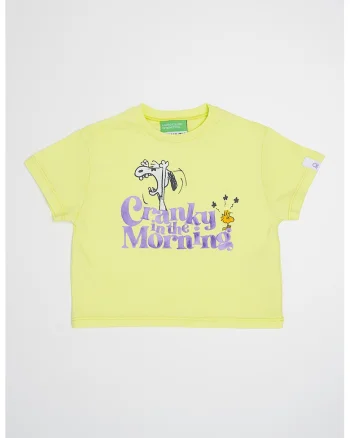 Tricou cu decolteu la baza gatului si Peanuts, Violet/Verde lime