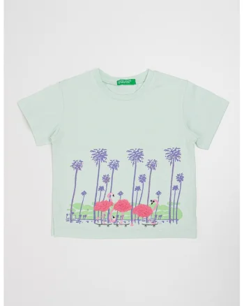 Tricou cu decolteu la baza gatului, Violet/Verde menta