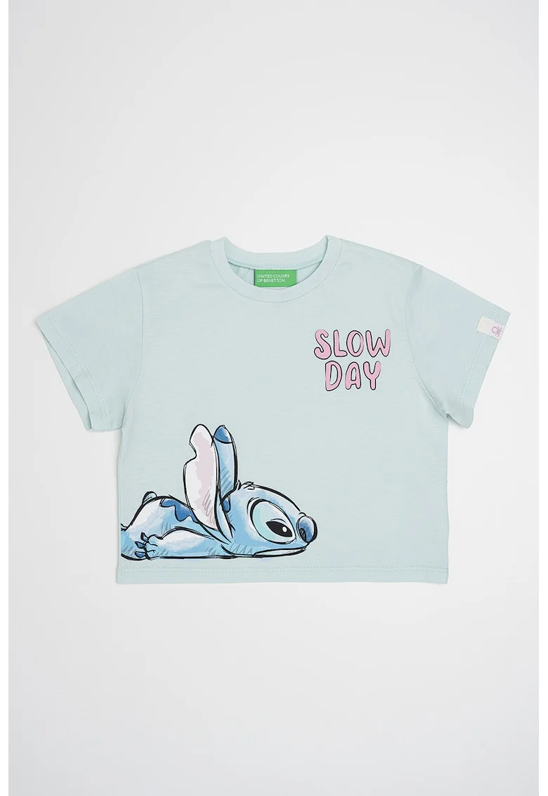 Tricou cu imprimeu cu desene, Verde pal/Roz