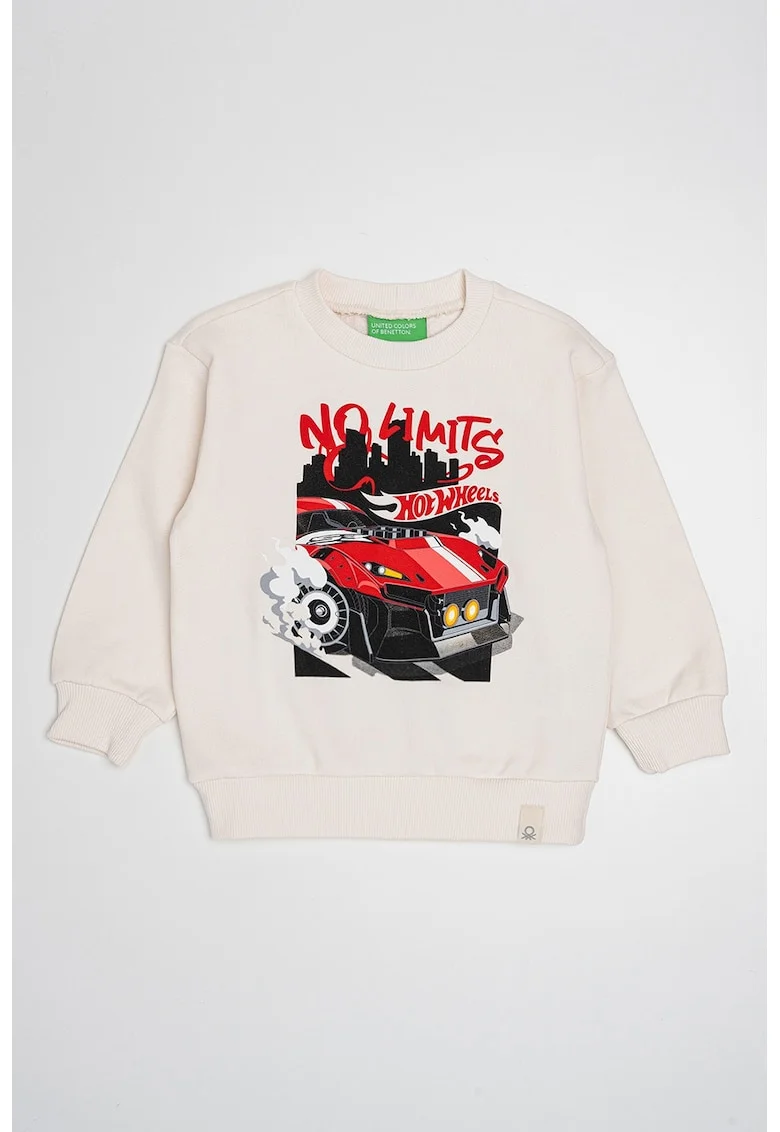 Bluza de trening din bumbac cu imprimeu grafic, Rosu/Alb fildes/Negru