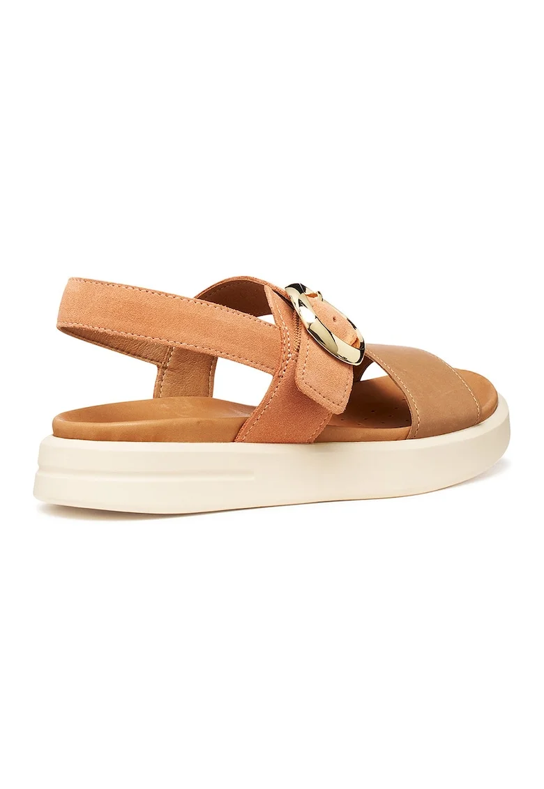 Sandale flatform din piele intoarsa, Bej
