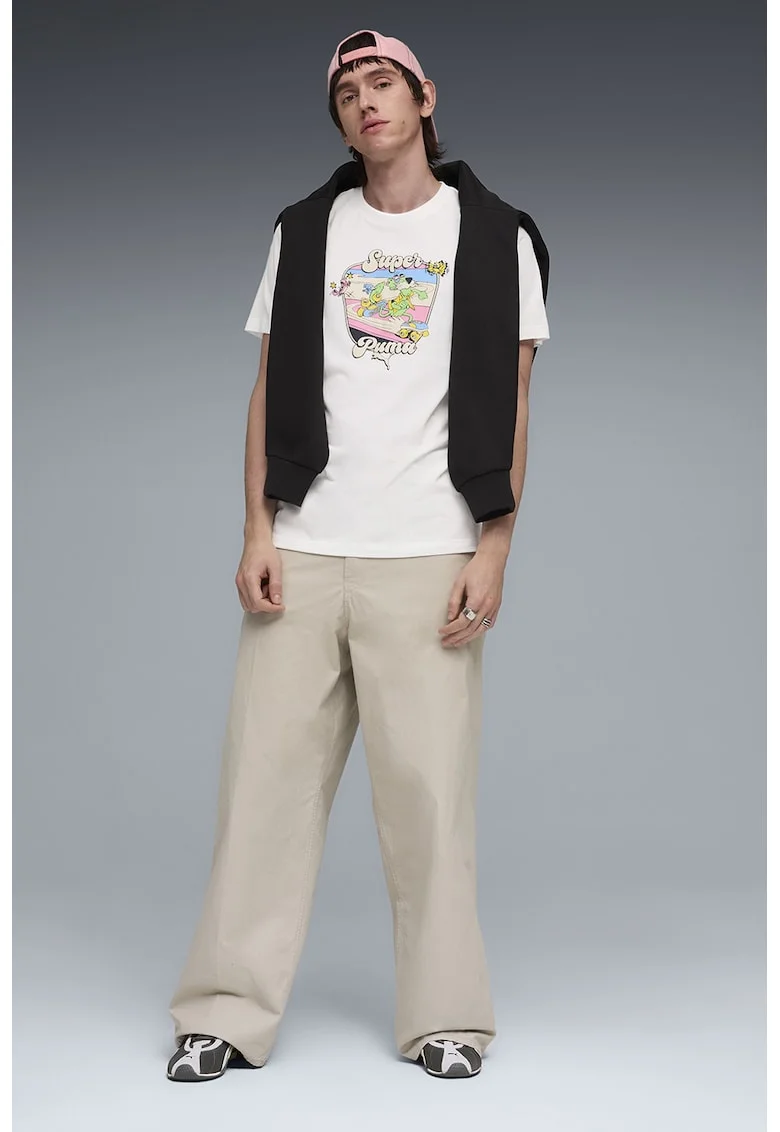 Tricou regular fit cu imprimeu grafic, Alb