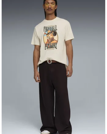 Tricou relaxed fit cu imprimeu text si grafic, Crem