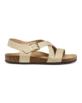 Sandale din piele cu aspect tesut Brionia, Auriu