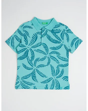 Tricou polo cu imprimeu grafic, Verde