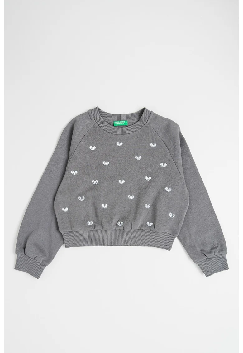 Bluza sport cu inimi, Argintiu/Gri inchis