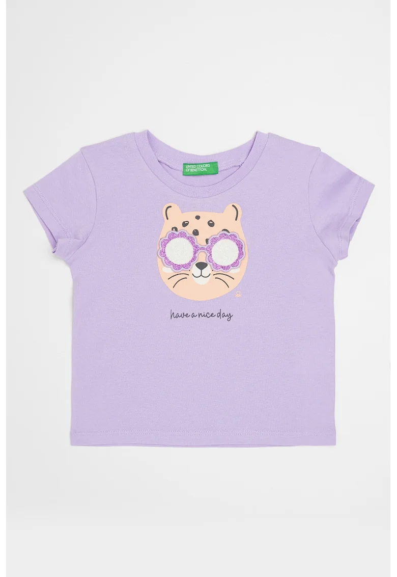 Tricou cu aplicatii stralucitoare, Portocaliu/Lila