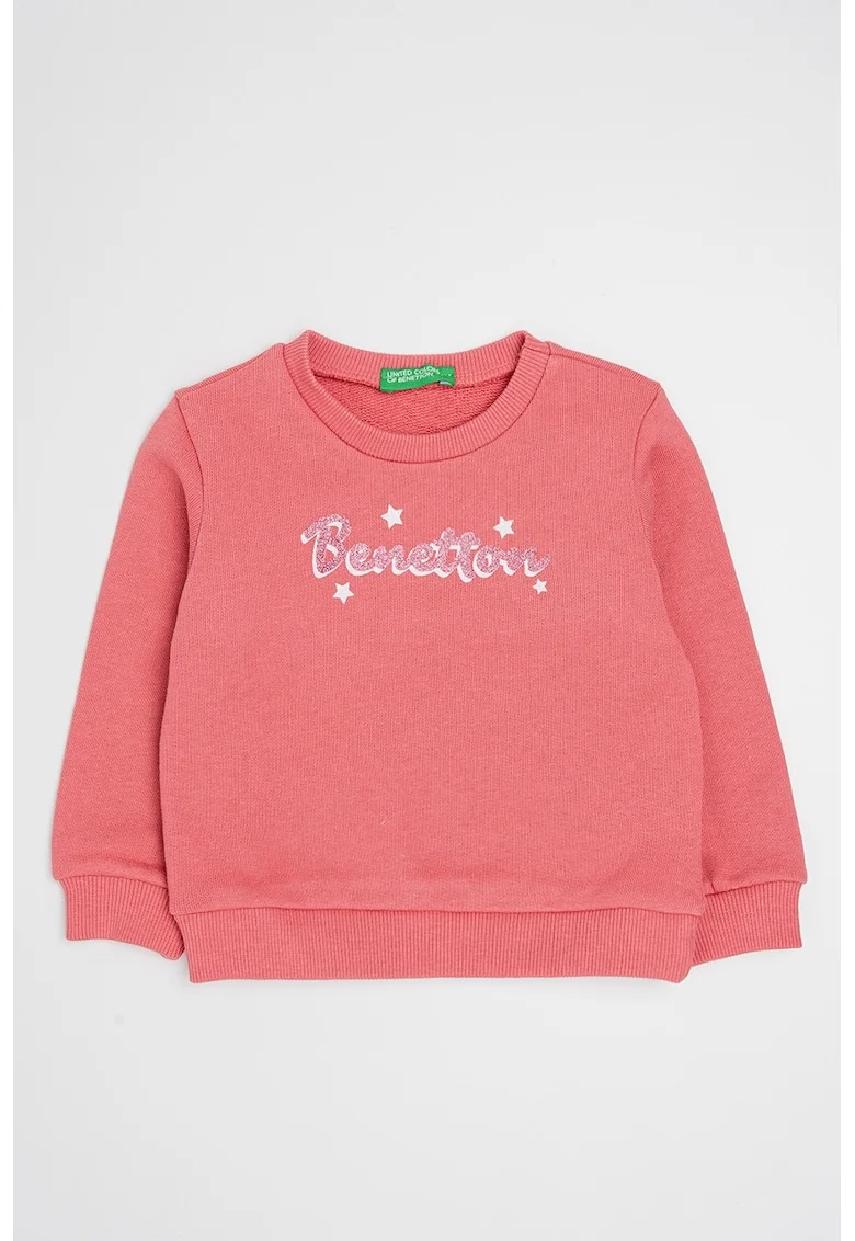 Bluza sport cu decolteu la baza gatului, Roz pastel/Alb murdar
