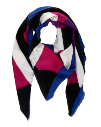 Foulard dama  geometric, acrilic, multicolor, 130 x 130 cm