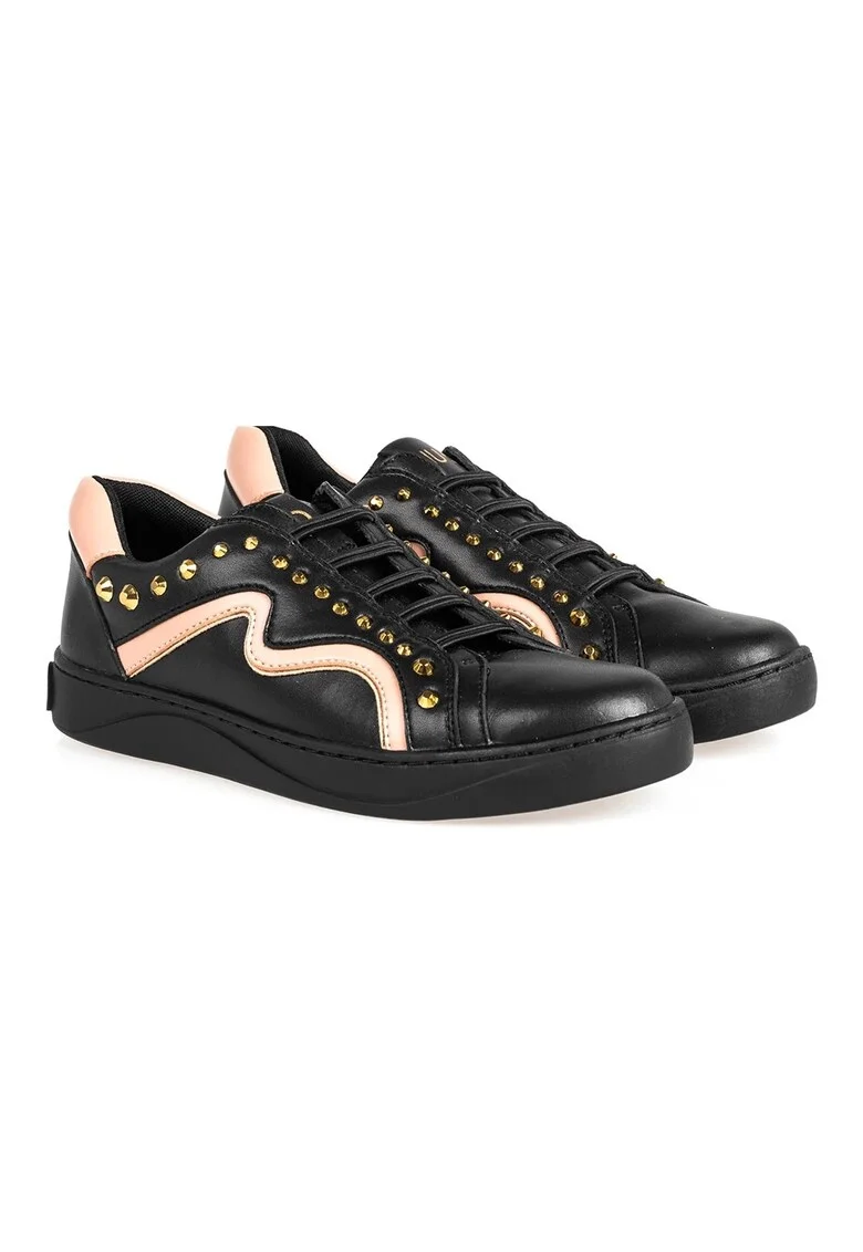 Pantofi sport din piele ecologica decorati cu tinte,