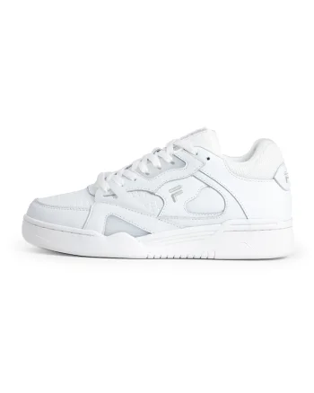 Pantofi sport low-cut de piele, Gri deschis/Alb optic