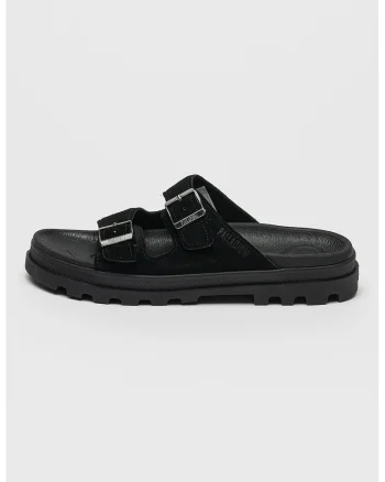 Papuci unisex din piele intoarsa cu catarama Dunelite Riviera, Negru