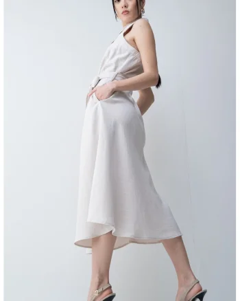 Rochie-camasa uni fara maneci, Bej