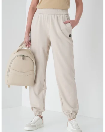 Pantaloni de trening cu talie medie, Bej