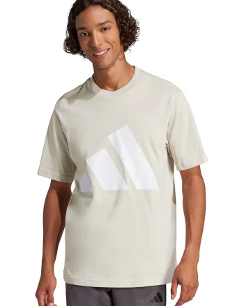 Tricou cu decolteu la baza gatului si imprimeu logo, Alb fildes