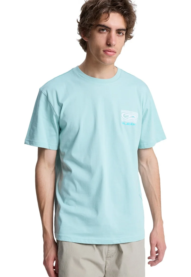 Tricou regular fit cu imprimeu pe spate Ripples, Alb/Verde menta