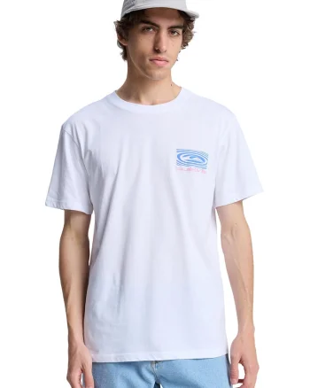 Tricou regular fit cu imprimeu pe spate Ripples, Alb/Roz/Albastru