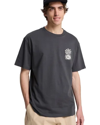 Tricou de bumbac organic Evo Blossom Of Peace, Alb/Gri carbune