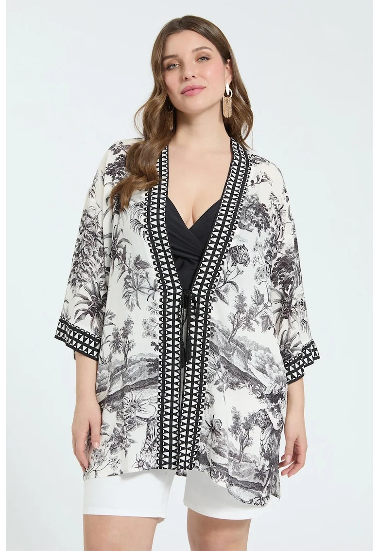 Cardigan lejer, Alb/Negru