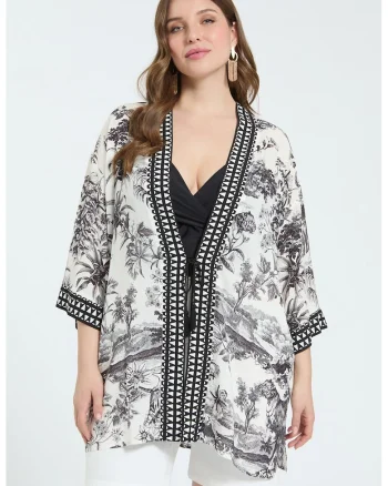 Cardigan lejer, Alb/Negru