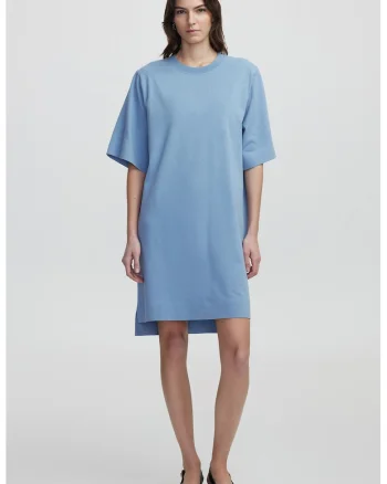 Rochie-tricou lejera si asimetrica, Albastru pastel