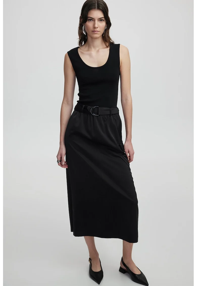 Rochie lunga cu buzunar cargo, Negru stins